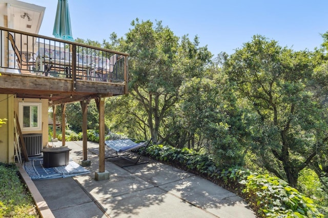 299 Via Barranca, Greenbrae, CA 94904 - view of patio / terrace featuring central air condition unit and a deck