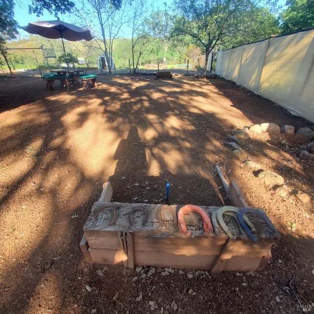view of yard with fence