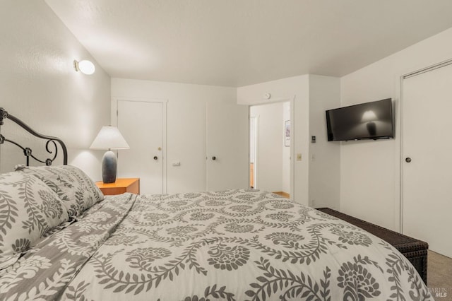 carpeted bedroom with a closet
