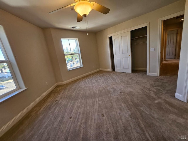 43 Johnson St, Windsor, CA 95492 - unfurnished bedroom with ceiling fan, a closet, visible vents, carpet floors, and baseboards