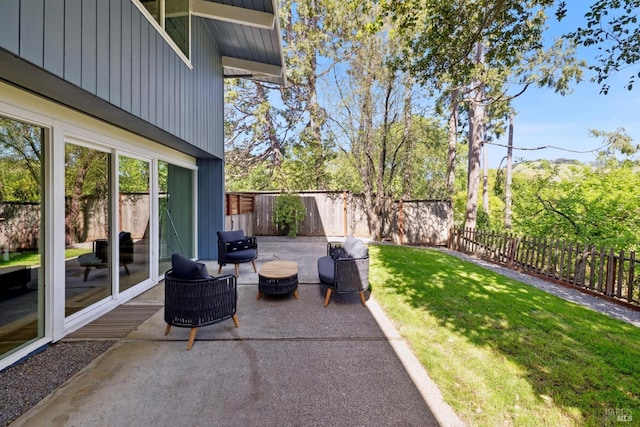 view of patio featuring a fenced backyard