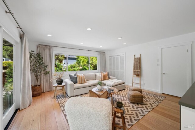 15 Glen Dr, Mill Valley, CA 94941 - living room featuring light wood-style flooring and recessed lighting