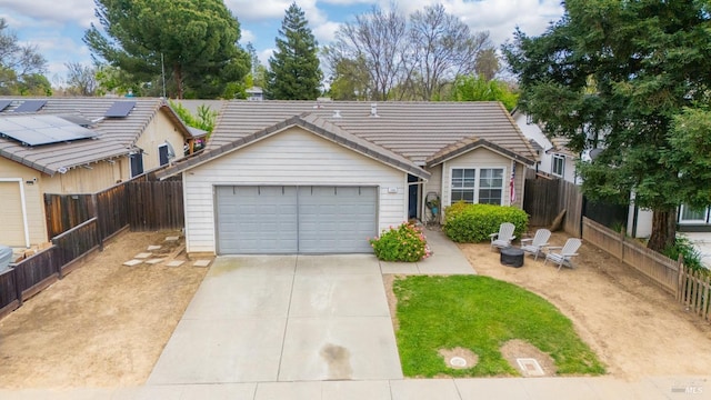 1864 Quail Meadows Cir, Vacaville, CA 95687 - ranch-style home featuring concrete driveway, fence, and a tile roof