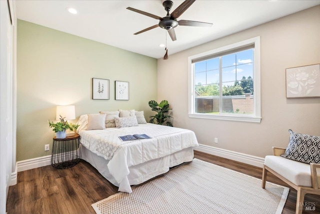 1012 Capitola Ct, Vacaville, CA 95687 - bedroom with dark wood-style floors, recessed lighting, and ceiling fan