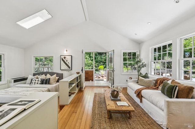 354 Forrest Ave, Fairfax, CA 94930 - living room featuring light wood-style floors, recessed lighting, high vaulted ceiling, and radiator heating unit