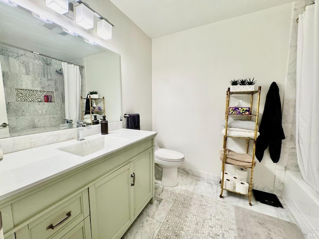 50 Via Belardo Unit 12, Greenbrae, CA 94904 - full bath with marble finish floors, vanity, and shower / bath combination with curtain