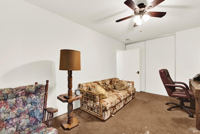 410 Duvall Ct, Benicia, CA 94510 - office space with a textured ceiling, a ceiling fan, and carpet floors
