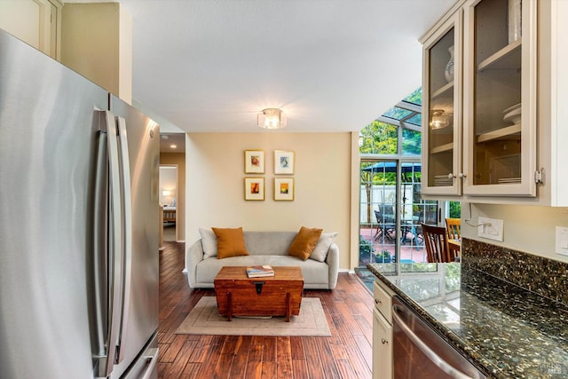 1206 Cayetano Dr, Napa, CA 94559 - living room with dark wood finished floors and baseboards
