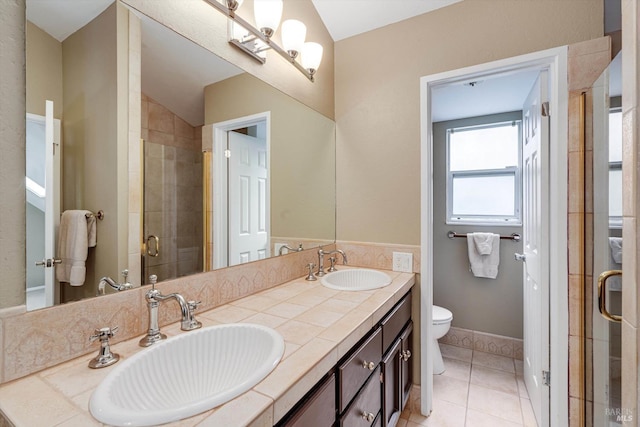 1206 Cayetano Dr, Napa, CA 94559 - full bath with a shower stall, toilet, tile patterned floors, and a sink