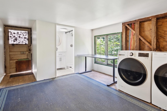 12 Jones Way, Larkspur, CA 94939 - laundry room featuring laundry area, hardwood / wood-style flooring, and washer and clothes dryer