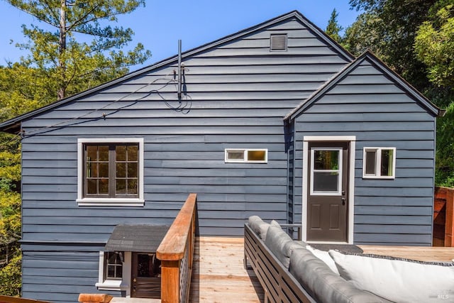12 Jones Way, Larkspur, CA 94939 - rear view of property featuring an outdoor hangout area and a wooden deck