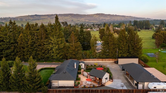 aerial view with a mountain view
