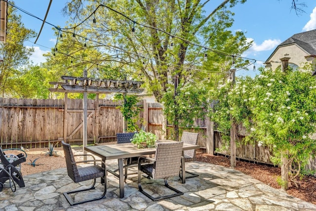 view of patio / terrace with outdoor dining area and a fenced backyard