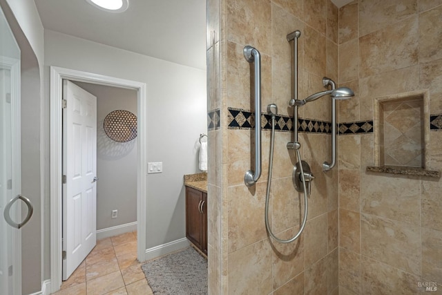 1036 Summit Ave, Napa, CA 94559 - full bathroom with a tile shower, vanity, and baseboards