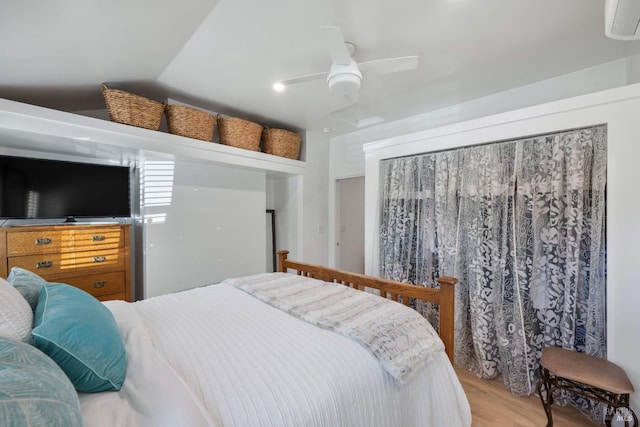 1036 Summit Ave, Napa, CA 94559 - bedroom featuring wood finished floors, ceiling fan, and an AC wall unit