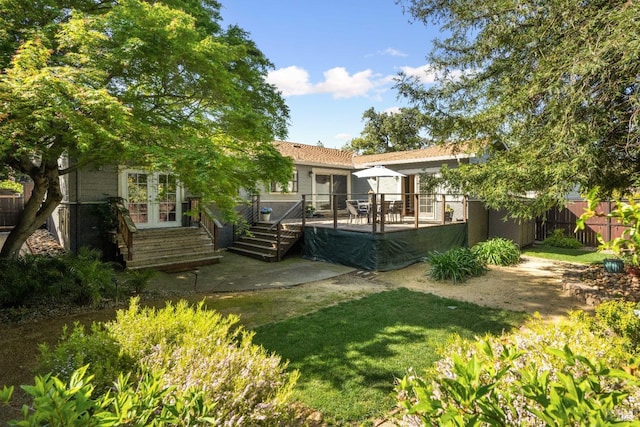 1036 Summit Ave, Napa, CA 94559 - back of property with a wooden deck and french doors