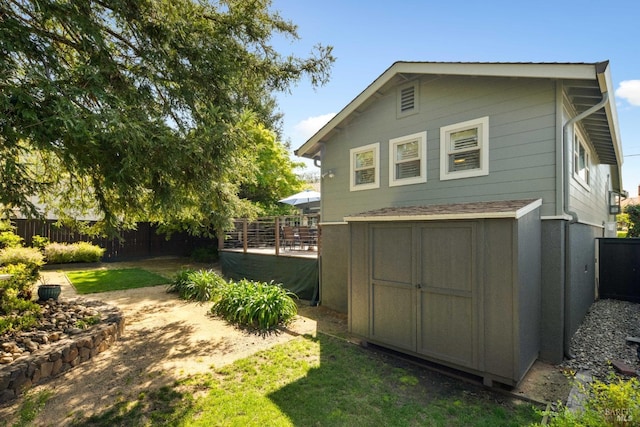 1036 Summit Ave, Napa, CA 94559 - back of property featuring a storage unit, an outdoor structure, and a deck
