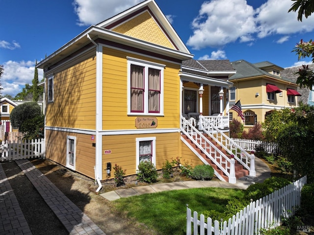 exterior space with stairway and fence