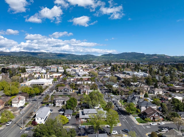 drone / aerial view with a mountain view and a residential view