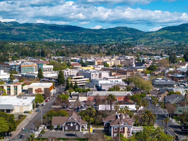 bird's eye view with a mountain view