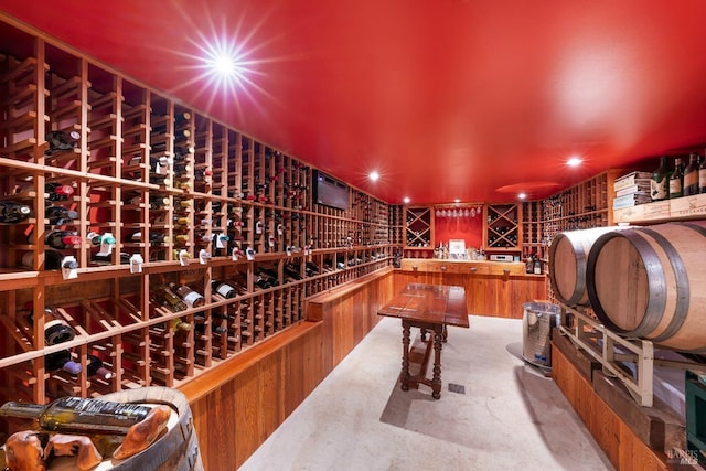 wine cellar with recessed lighting
