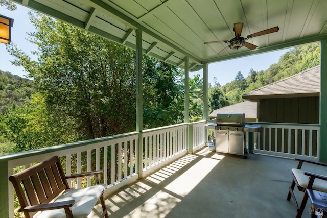 2410 S Fitch Mountain Rd, Healdsburg, CA 95448 - balcony featuring a grill and ceiling fan