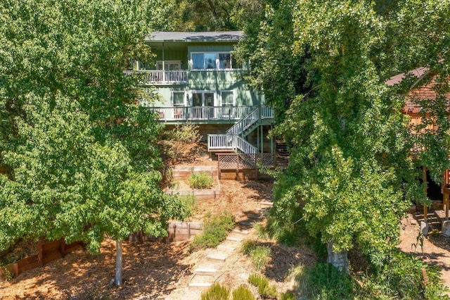 2410 S Fitch Mountain Rd, Healdsburg, CA 95448 - back of house with a balcony and stairway