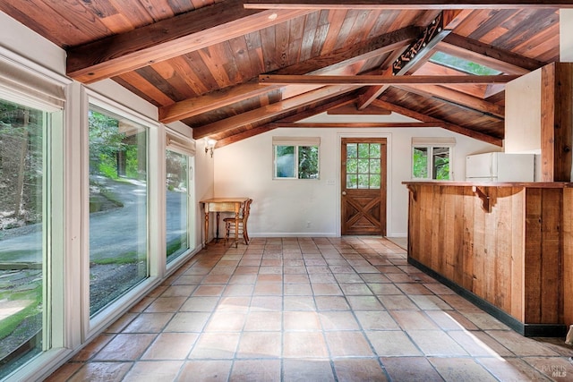 interior space with beam ceiling