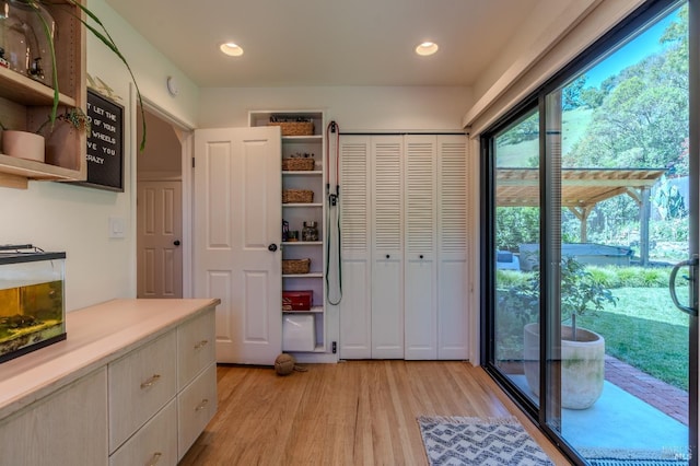 interior space featuring recessed lighting and light wood-type flooring