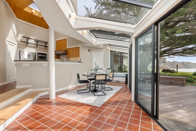 interior space with a skylight