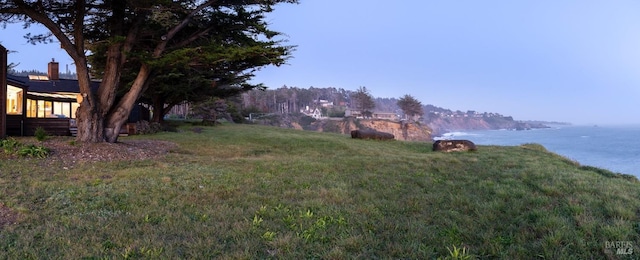 view of yard featuring a water view