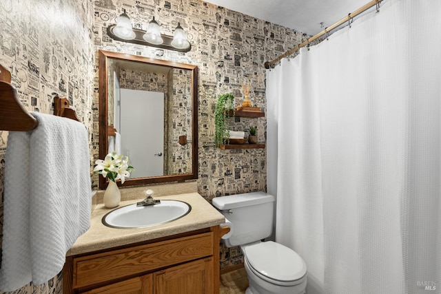 1009 Tilton Rd, Sebastopol, CA 95472 - bathroom with toilet, vanity, and a shower with curtain