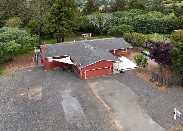 1009 Tilton Rd, Sebastopol, CA 95472 - view from above of property with a heavily wooded area