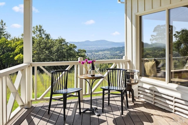 exterior space featuring a mountain view