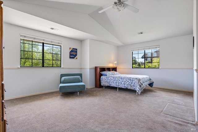 7350 Rasmussen Way, Rohnert Park, CA 94928 - carpeted bedroom featuring lofted ceiling, visible vents, and multiple windows