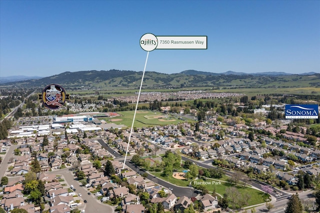 7350 Rasmussen Way, Rohnert Park, CA 94928 - bird's eye view with a residential view and a mountain view