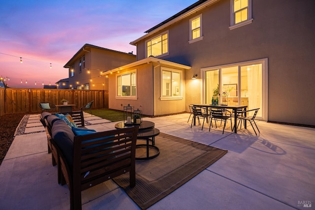 view of patio / terrace with a fenced backyard and outdoor dining area