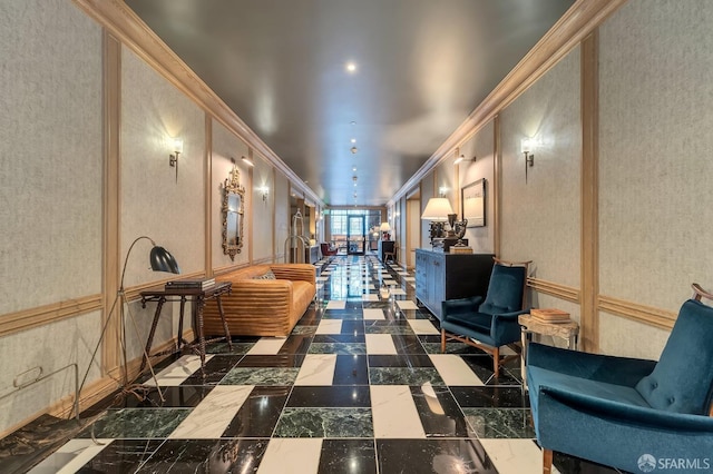 common area with crown molding