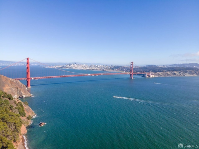 water view featuring a notable bridge