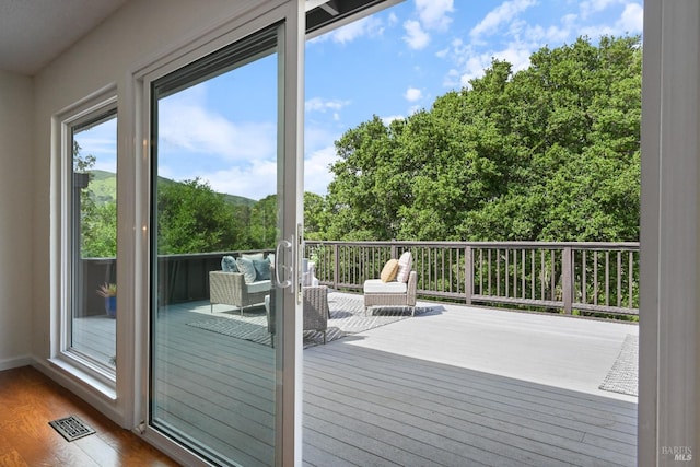 15 Manor View Dr, Fairfax, CA 94930 - doorway to outside with wood finished floors