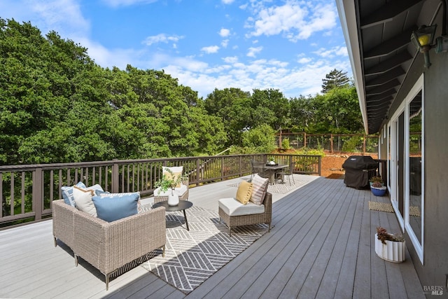15 Manor View Dr, Fairfax, CA 94930 - wooden deck featuring grilling area, an outdoor hangout area, and outdoor dining space