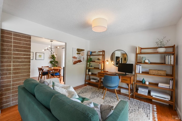 15 Manor View Dr, Fairfax, CA 94930 - office area with a chandelier, wood finished floors, and a textured ceiling