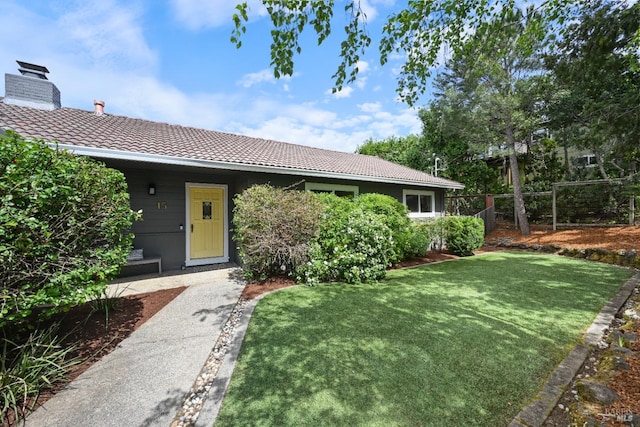 15 Manor View Dr, Fairfax, CA 94930 - single story home with fence, a tiled roof, and a front yard