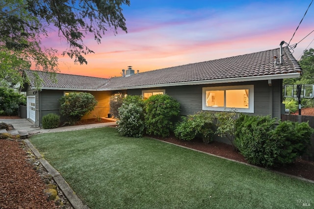 15 Manor View Dr, Fairfax, CA 94930 - single story home with a tiled roof, a lawn, and a chimney