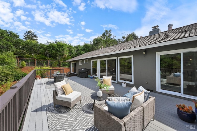 15 Manor View Dr, Fairfax, CA 94930 - wooden deck with outdoor lounge area, outdoor dining area, and area for grilling
