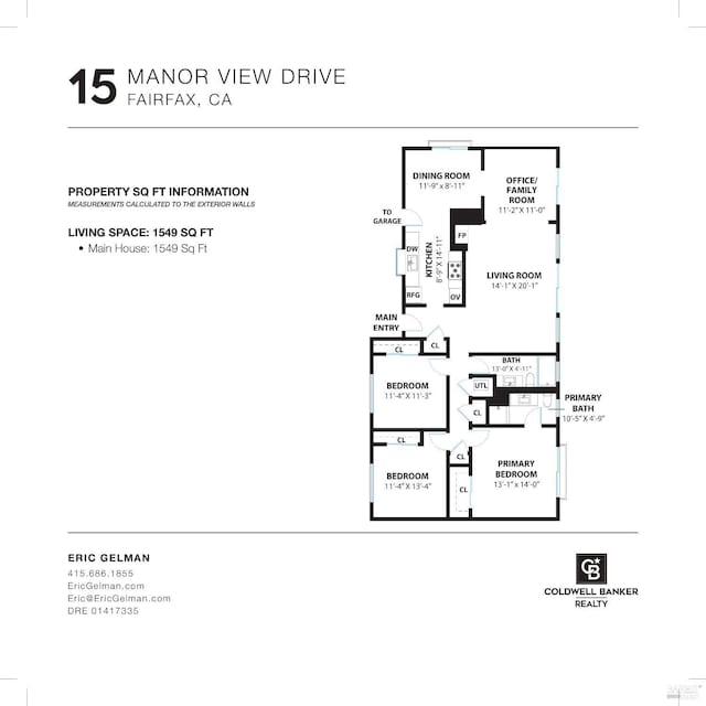 15 Manor View Dr, Fairfax, CA 94930 - view of home floor plan