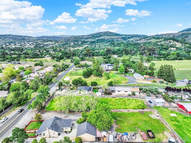bird's eye view with a mountain view