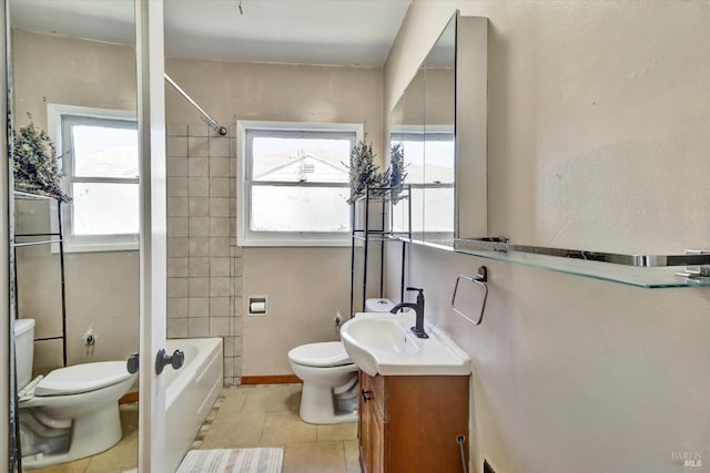 1467 Ohio St, Vallejo, CA 94590 - bathroom featuring toilet, tile patterned floors, vanity, and  shower combination