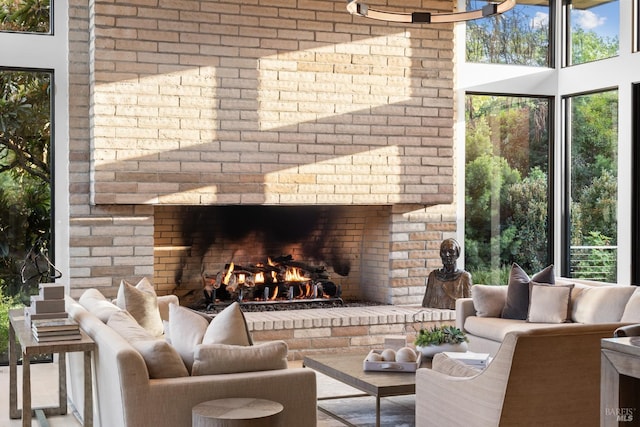 interior space with a fireplace
