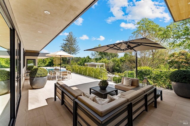 view of patio / terrace with outdoor dining area and outdoor lounge area
